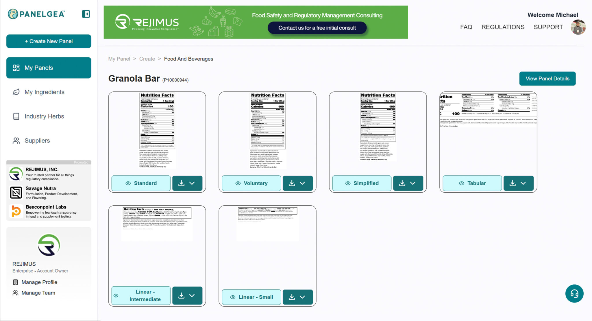 Comparison between home recipe calculation estimates and commercial packaging nutrition panels