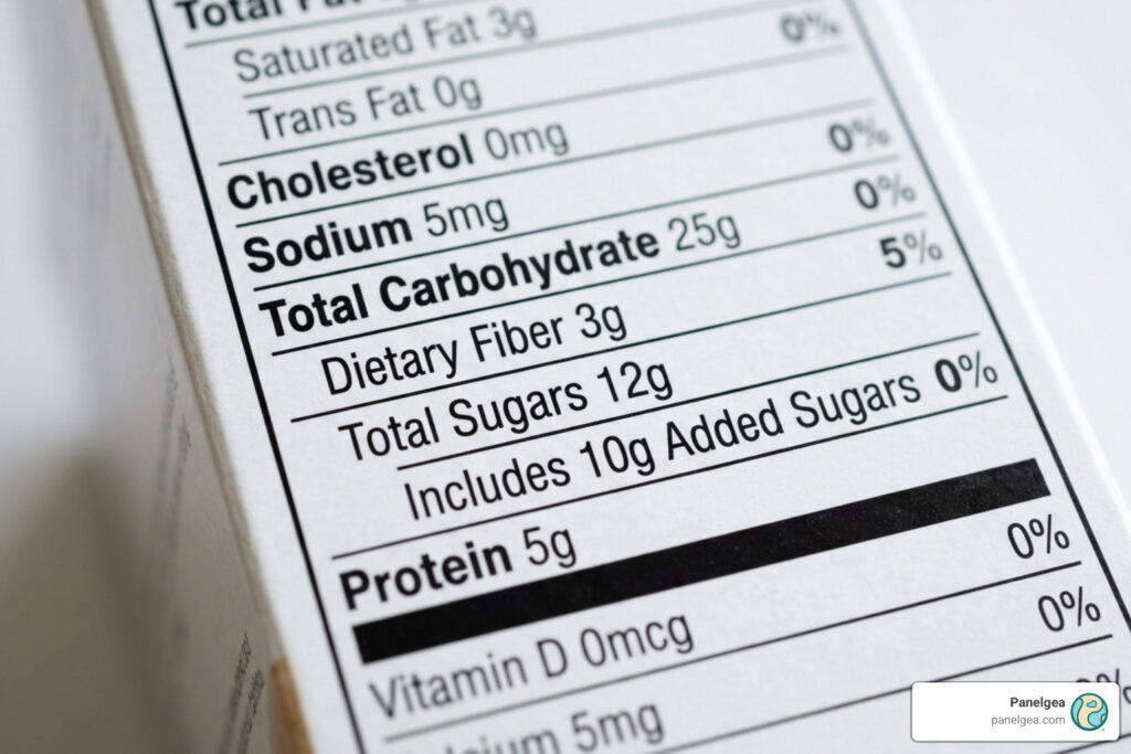 Nutrition Facts panel formatting showing indentation and Includes text