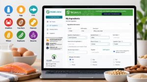 Panelgea ingredient management software showing user-specified allergen information for a food ingredient
